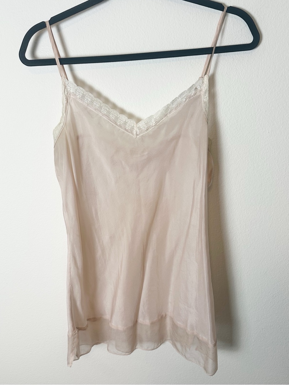 Johnny Was 4 Love and Liberty Silk Cami Top Blush Pink Cream Lace Large